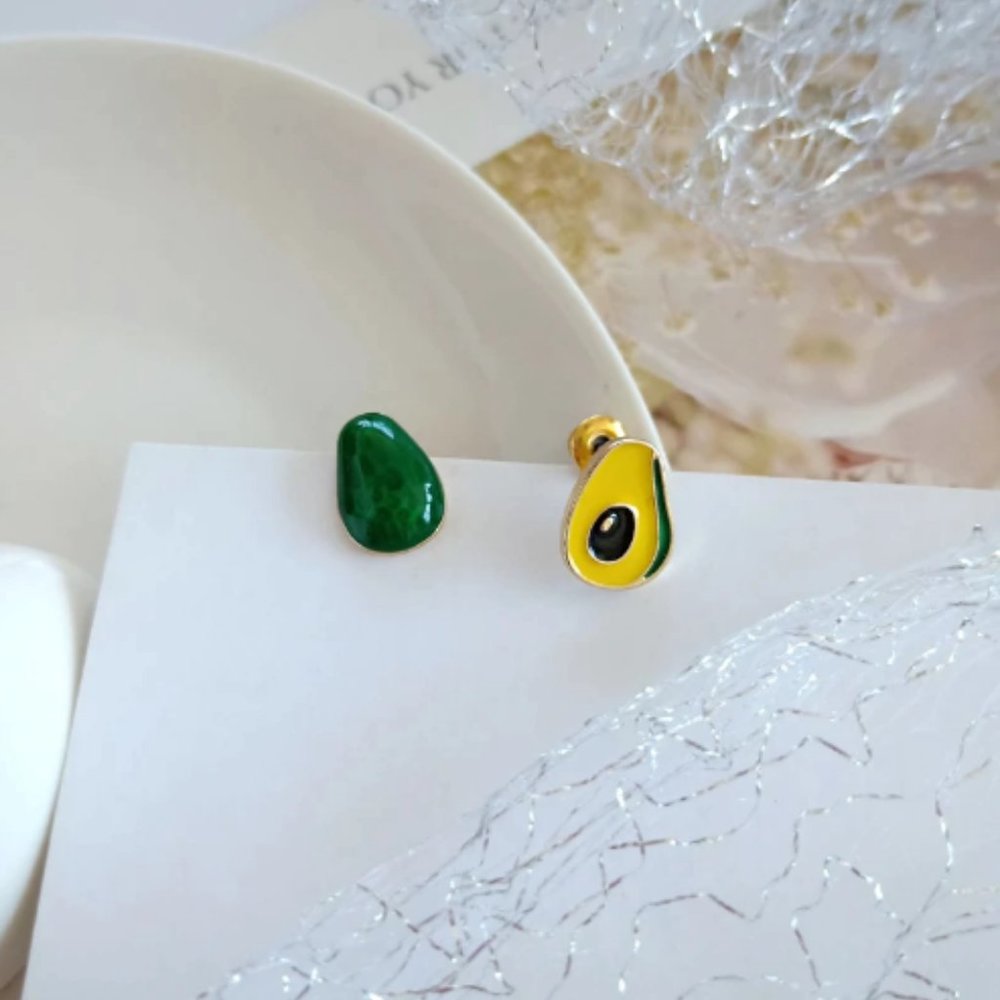 🍏50% OFF/3+...Asymmetrical Avocado Stud Earrings